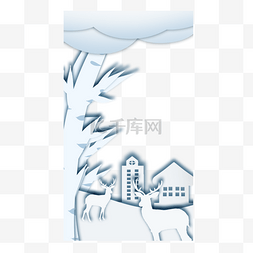 圣诞剪纸雪景instagram故事边框