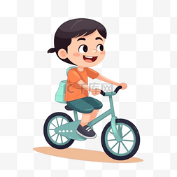 卡通手绘骑自行车儿童