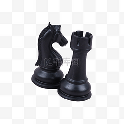 两个国际象棋棋子黑色简洁