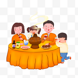 国风月饼红色图片_红色中国风中秋节一家人团圆饭