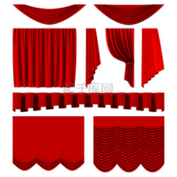 剧院舞台图片_红色舞台窗帘逼真的剧院舞台装饰
