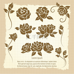 浪漫的海报图片_与玫瑰花朵的老式海报。