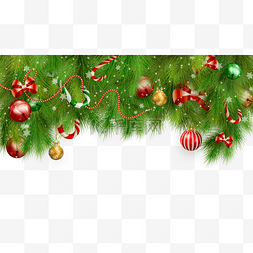 糖果可爱边框图片_圣诞节绿色树茂盛装饰节日
