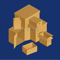 脐橙纸箱包装图片_等距纸板箱组合物，包括一组不同