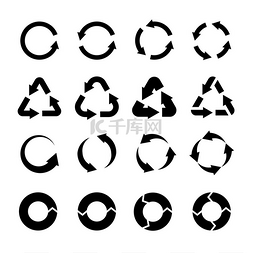 回收图标黑色圆圈箭头环境标签生