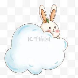 边框兔子卡通插画图片_年兔年装饰云朵边框
