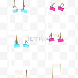 彩色夹子垂直摆放白色宝丽来相框