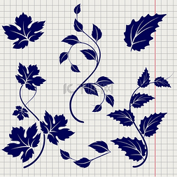 花的树枝和树叶图片_树枝和树叶圆珠笔素描。