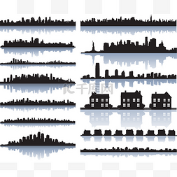 NEW图片_组的向量详细的城市剪影