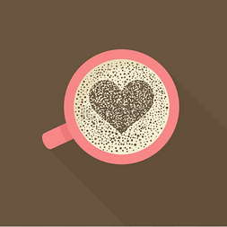 巧克力杯图片_有心脏的咖啡杯。