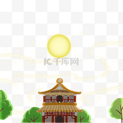 透明祥云中式建筑