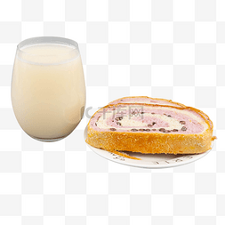 水果牛奶免抠素材图片_早餐蓝莓切片面包