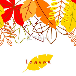 9月红色图片_无缝的花缘带有风格化的绿色叶子