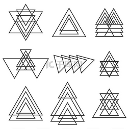 水晶几何图图片_一组几何形状。时髦几何图标
