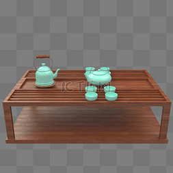 c4d家具素材图片_中式家具茶几C4D