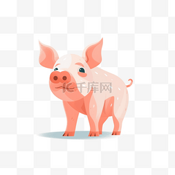 小猪免扣png图片_可爱卡通手绘免扣动物扁平插画素