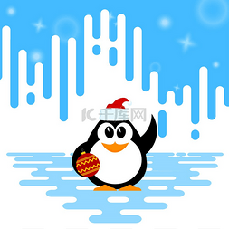 卡企鹅矢量图图片_矢量图的一个可爱的小企鹅与圣诞