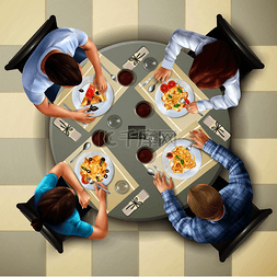 意大利海报图片_四个字符在桌面上吃意大利菜查看