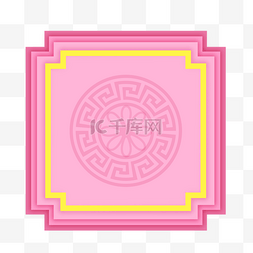 卡通花纹背景装饰图片_韩国传统花纹粉色黄色卡通线条背