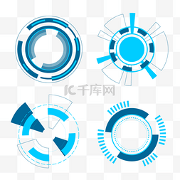 蓝色光效圆环图片_抽象光效媒介象蓝色几何圆环