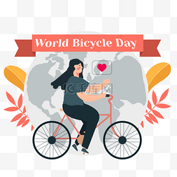骑车的手绘图片_世界自行车日骑车的黑衣女孩