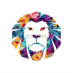 强大的力量图片_狮子头矢量标志模板创意插图动物