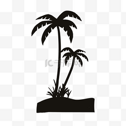 黑白创意黑白画图片_棕榈树剪影简约创意