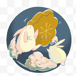 中秋中秋节玉兔吃月饼