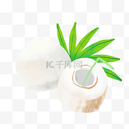 椰子汁饮品图片_插着吸管的椰子
