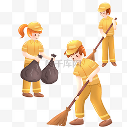 骑着扫把的女巫师图片_环卫工人节清洁工城市清洁