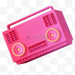 粉色C4D立体卡通渐变收音机