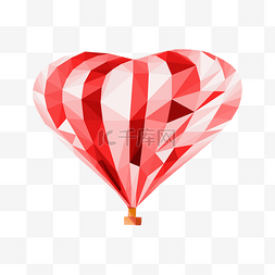 几何低图片_热气球低聚风格红色
