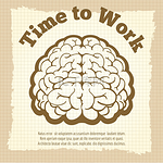 是时候制作复古海报了复古海报设计带有大脑轮廓和标志工作时间到了矢量插图