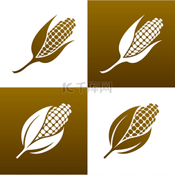 叶子玉米叶子图片_玉米和叶子。设计元素。图标集.