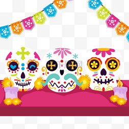 día de muertos 三人颅骨