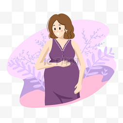 紫色衣服孕妇妈妈