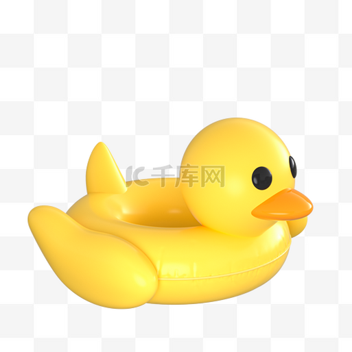 3D夏天小物件小黄鸭游泳圈素材图片免费下载_高清3D立体psd_千库