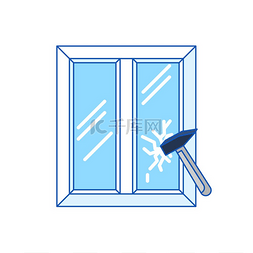 白色玻璃窗图片_双层玻璃窗中的防震玻璃。 