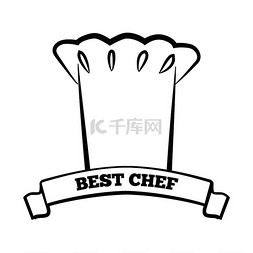 厨师黑白图片_最好的厨师黑白徽章与帽子和丝带