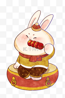 卡通吃糖葫芦图片_兔年新春卡通兔子吃冰糖葫芦