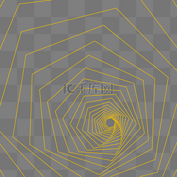 黄色六边形螺旋空间透视线条