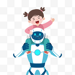 高科技机器人图片_智慧生活机器人和小女孩