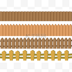 矢量栅栏素材图片_无缝仿古木栅栏矢量设计上孤立的