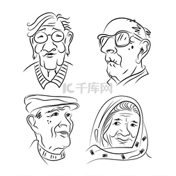 一组老人肖像。