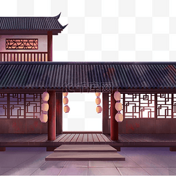 大红扇花图片_中国风古风建筑台阶