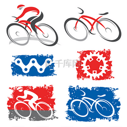 骑自行车的人和骑自行车的元素图