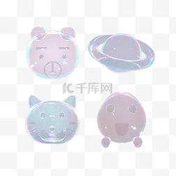 彩色透明气泡图片_3D酸性气泡酸性猫脸透明气泡泡泡
