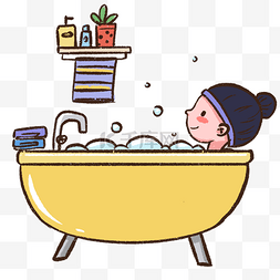浴室雨珠图片_浴缸泡澡女孩