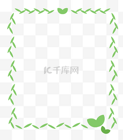 极简边框素材图片_清明节绿色柳叶简约边框