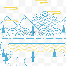 乡村风光图片_简约线条风景底纹